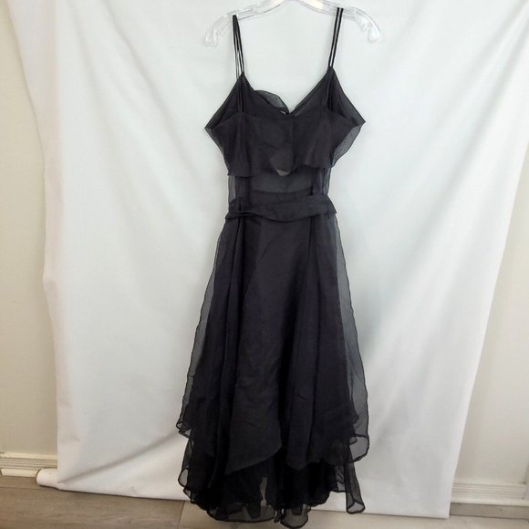 NWT Tiar Bellomo M Black Cinderella Dress Wedding Silk Chiffon Wednesday Addams - Picture 2 of 10